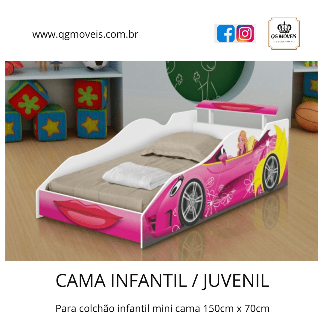 Cama Juvenil Formato de Carro – Barbie – Félix Móveis – Loja de