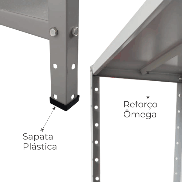 ESTANTE METAL 6 DIVISÕES COM OMEGA  30cm REFORÇADA